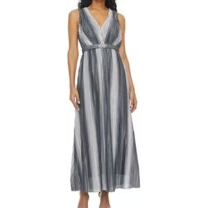 Danny And Nicole Sleeveless Evening Gown Silver Multi
